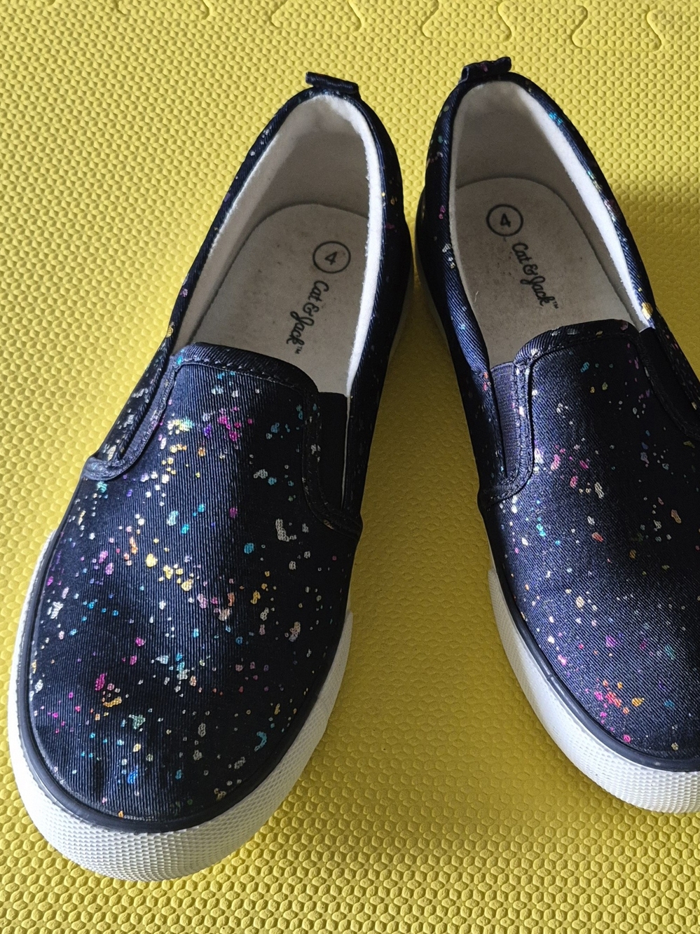 Cat & Jack Girls' Black Slip-On Sneakers with Multicolor Speckle